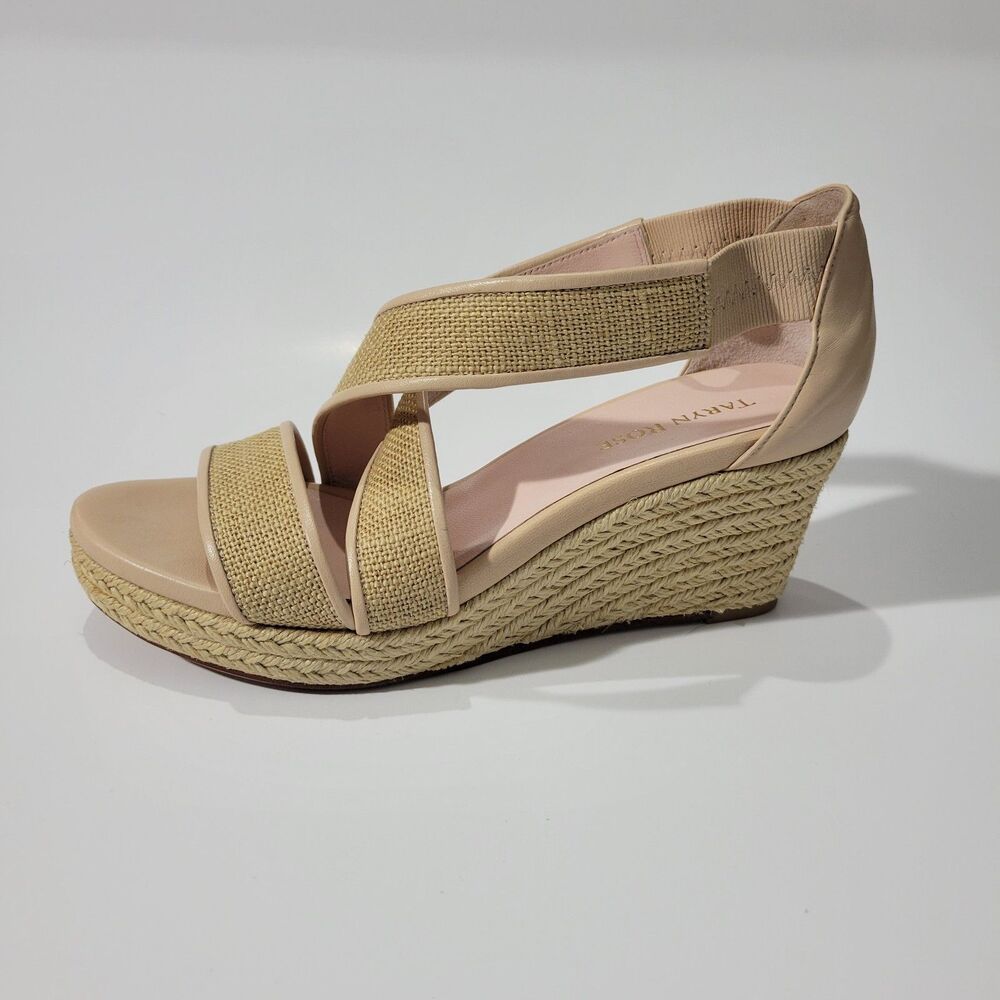 Taryn Rose Krissy Womens Linen Wedge Platform Espadrille Sandals Sz 7M